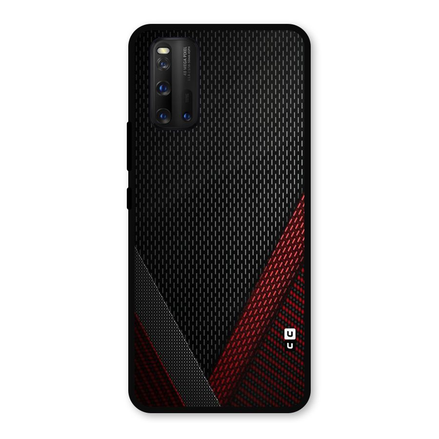 Classy Black Red Design Metal Back Case for iQOO 3