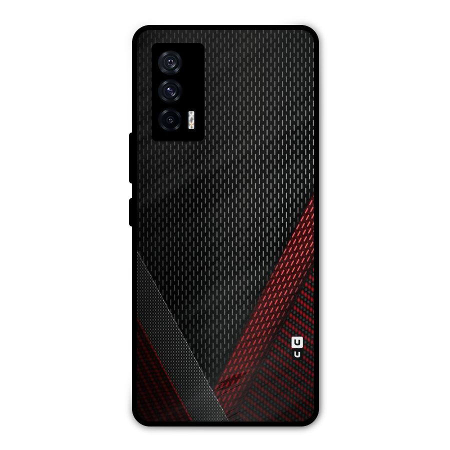 Classy Black Red Design Metal Back Case for iQOO 7 5G