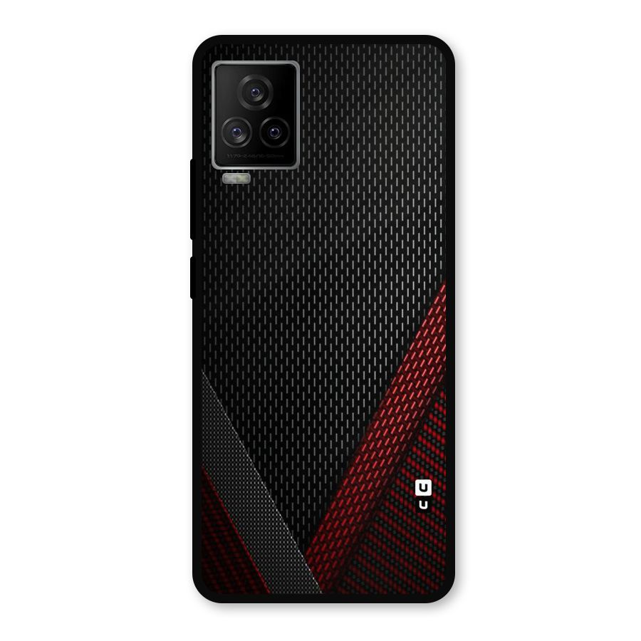 Classy Black Red Design Metal Back Case for iQOO 7 Legend 5G