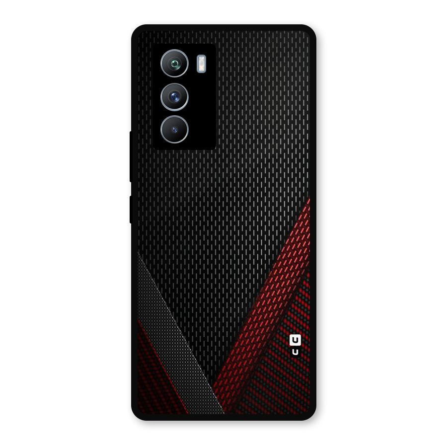 Classy Black Red Design Metal Back Case for iQOO 9 SE