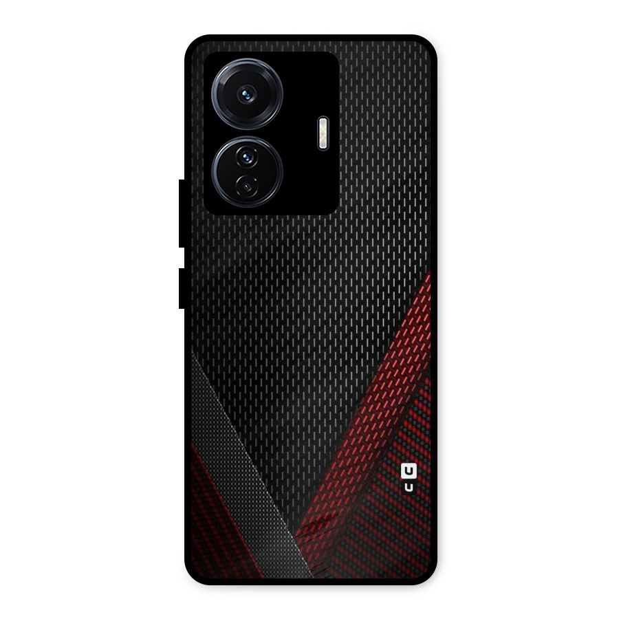 Classy Black Red Design Metal Back Case for iQOO Z6