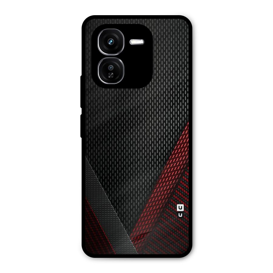 Classy Black Red Design Metal Back Case for iQOO Z9x