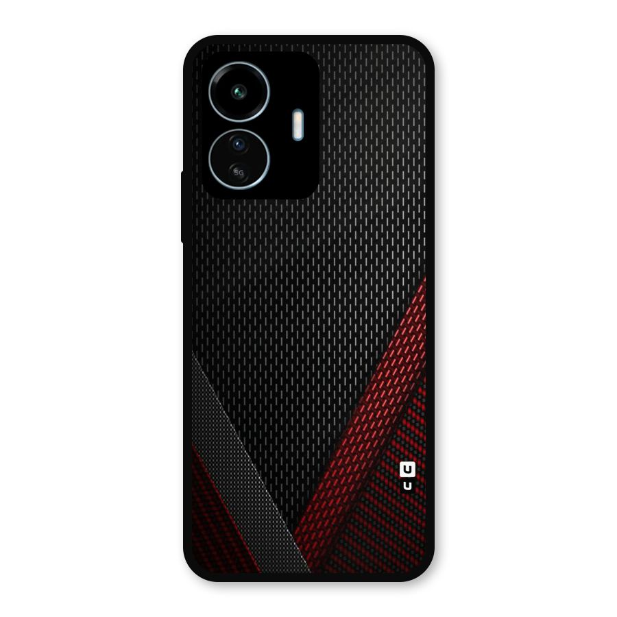 Classy Black Red Design Metal Back Case for vivo iQOO Z6 Lite 5G