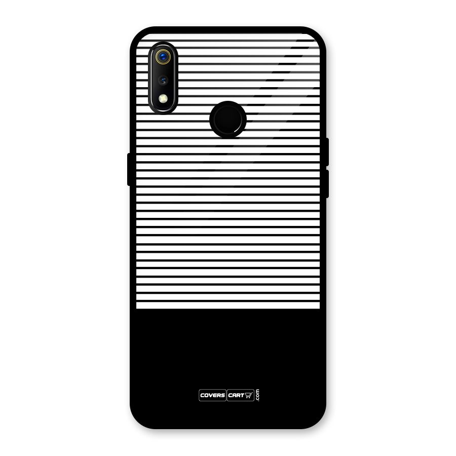 Classy Black Stripes Glass Back Case for Realme 3i