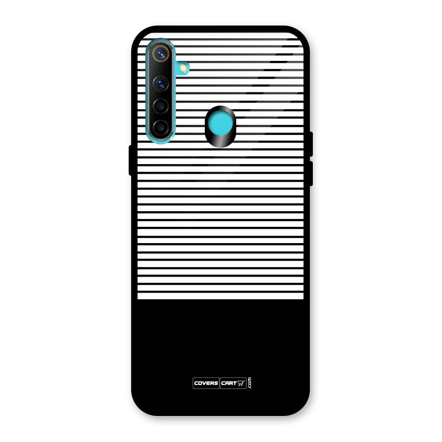 Classy Black Stripes Glass Back Case for Realme 5i