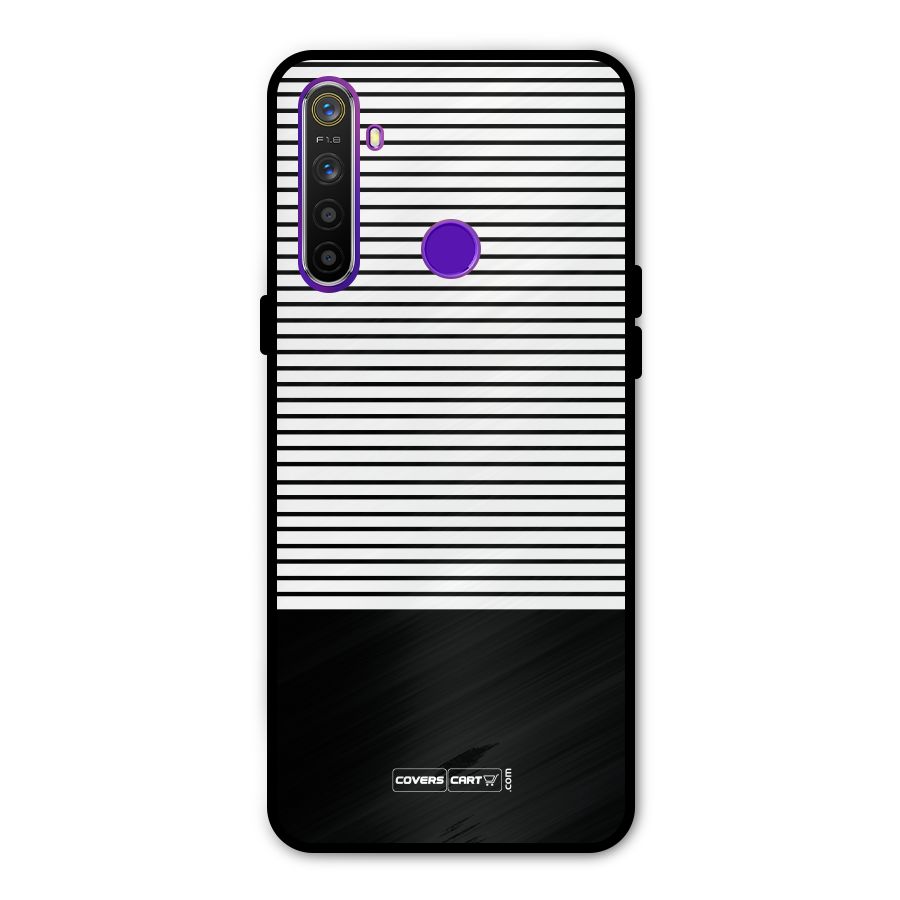 Classy Black Stripes Glass Back Case for Realme 5s