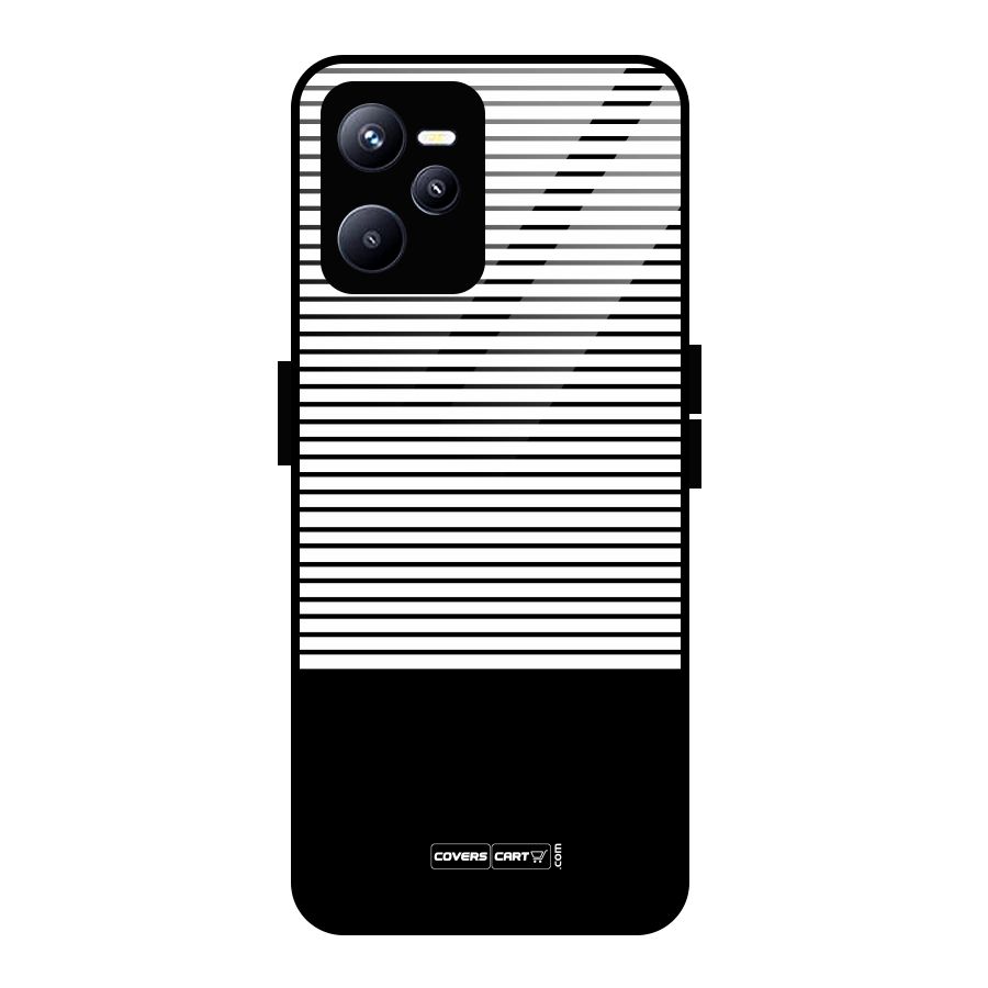 Classy Black Stripes Glass Back Case for Realme C35