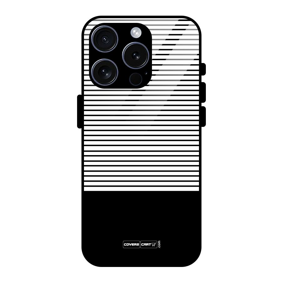 Classy Black Stripes Glass Back Case for iPhone 15 Pro