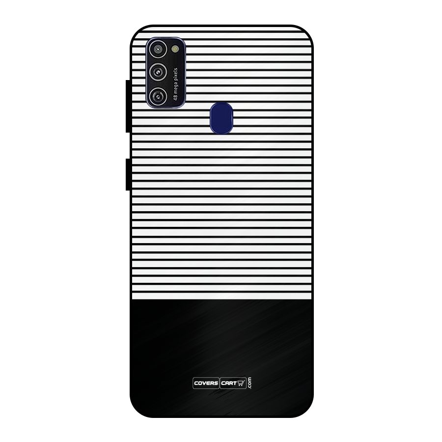 Classy Black Stripes Metal Back Case for Galaxy M21