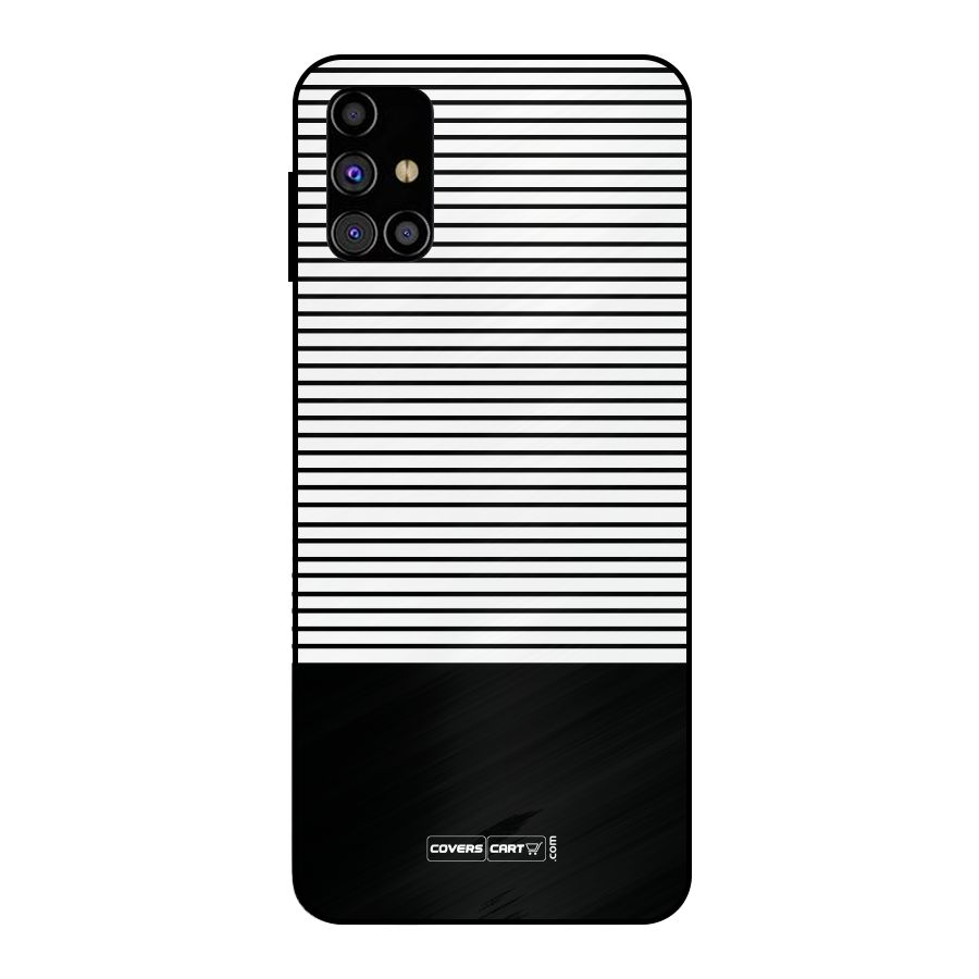 Classy Black Stripes Metal Back Case for Galaxy M31s