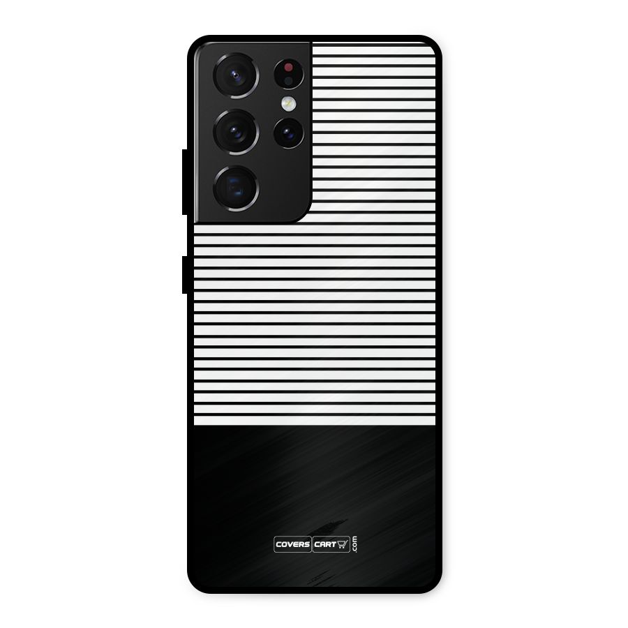 Classy Black Stripes Metal Back Case for Galaxy S21 Ultra 5G