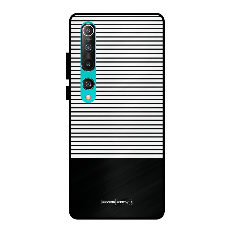 Classy Black Stripes Metal Back Case for Mi 10