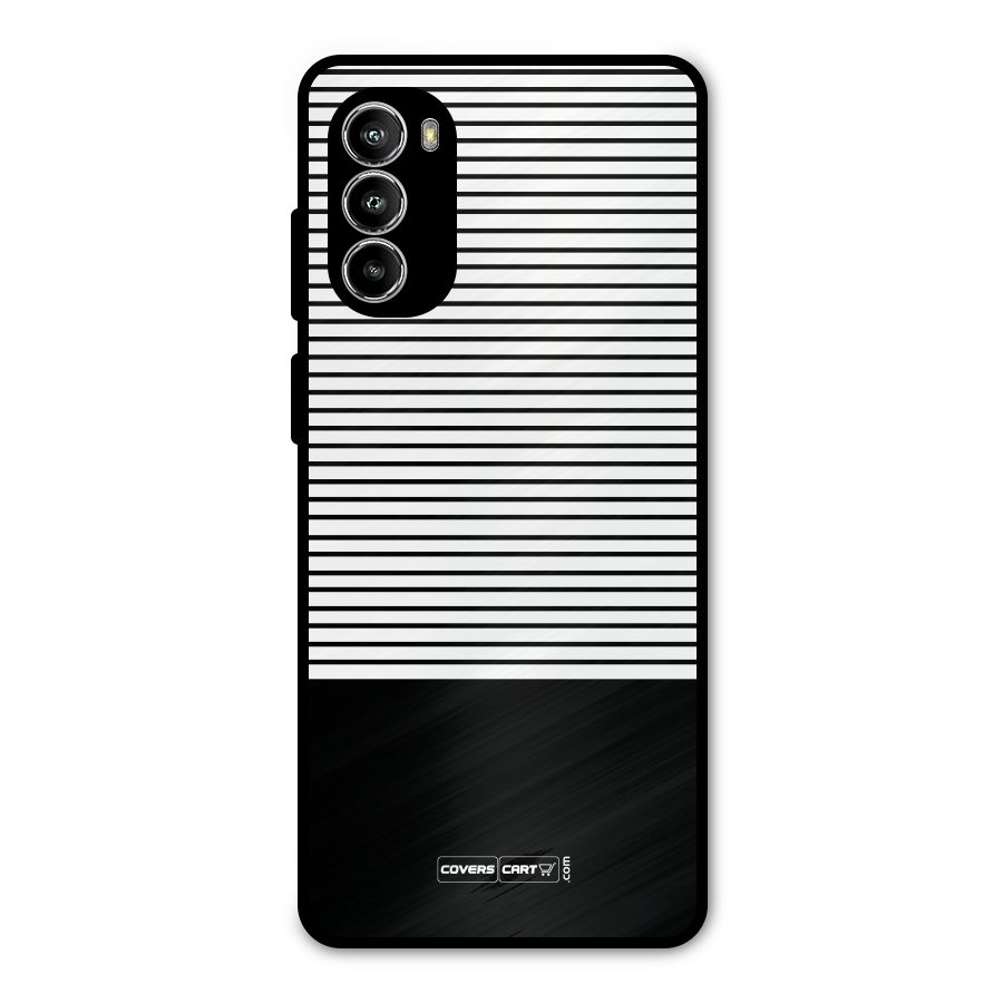 Classy Black Stripes Metal Back Case for Moto G52