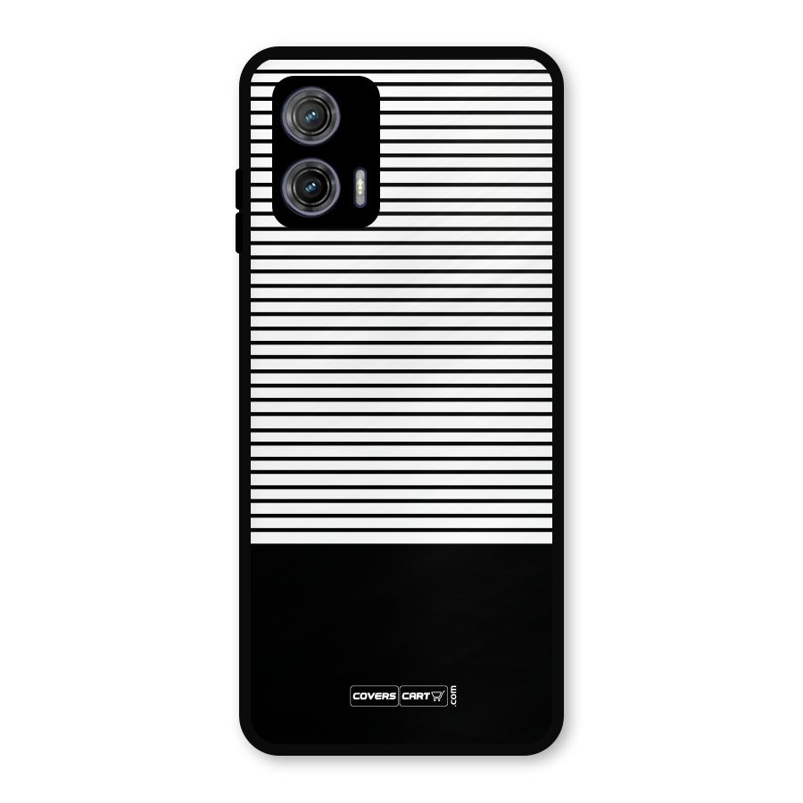 Classy Black Stripes Metal Back Case for Moto G73