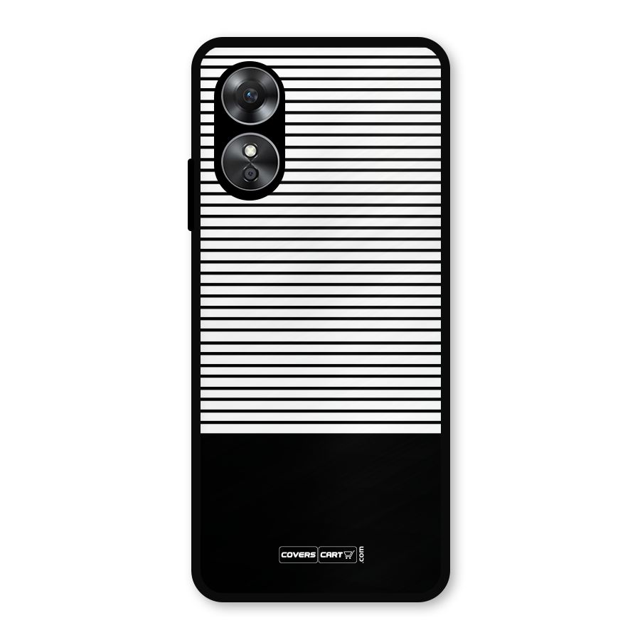 Classy Black Stripes Metal Back Case for Oppo A17