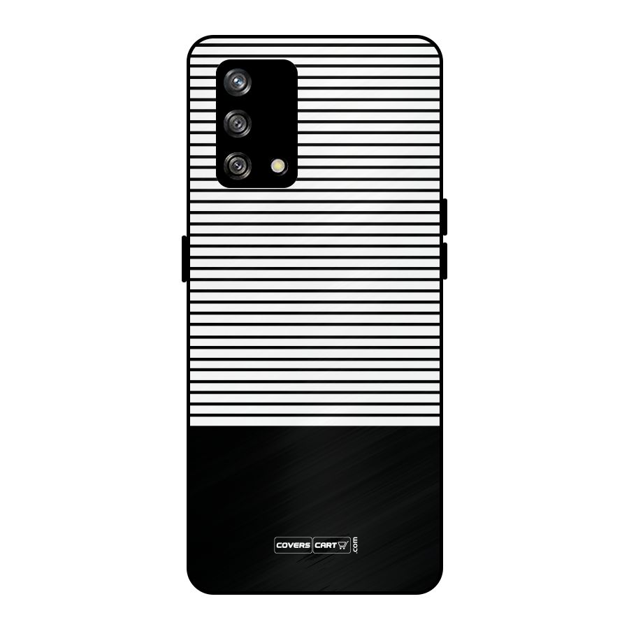 Classy Black Stripes Metal Back Case for Oppo F19