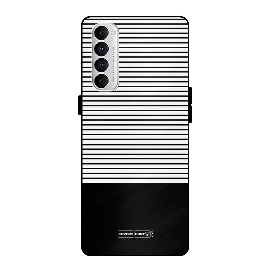 Classy Black Stripes Metal Back Case for Oppo Reno4 Pro