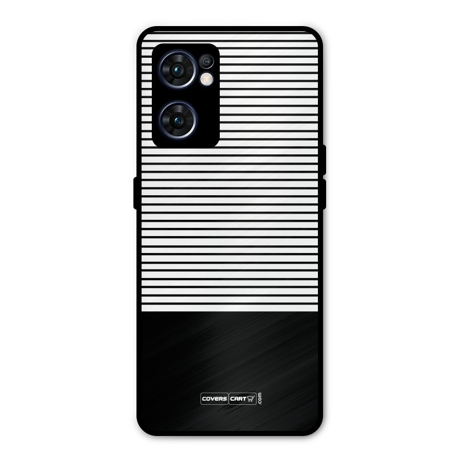 Classy Black Stripes Metal Back Case for Oppo Reno7 5G
