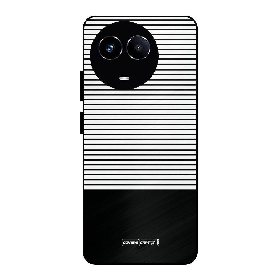 Classy Black Stripes Metal Back Case for Realme 11 5G