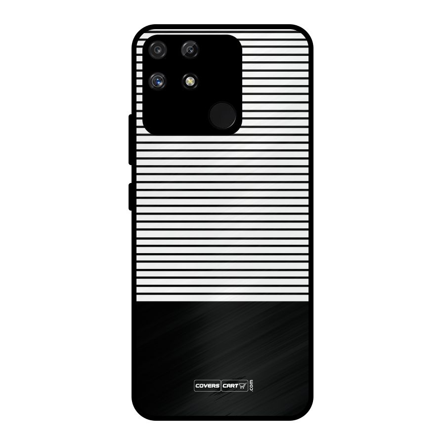 Classy Black Stripes Metal Back Case for Realme Narzo 50A