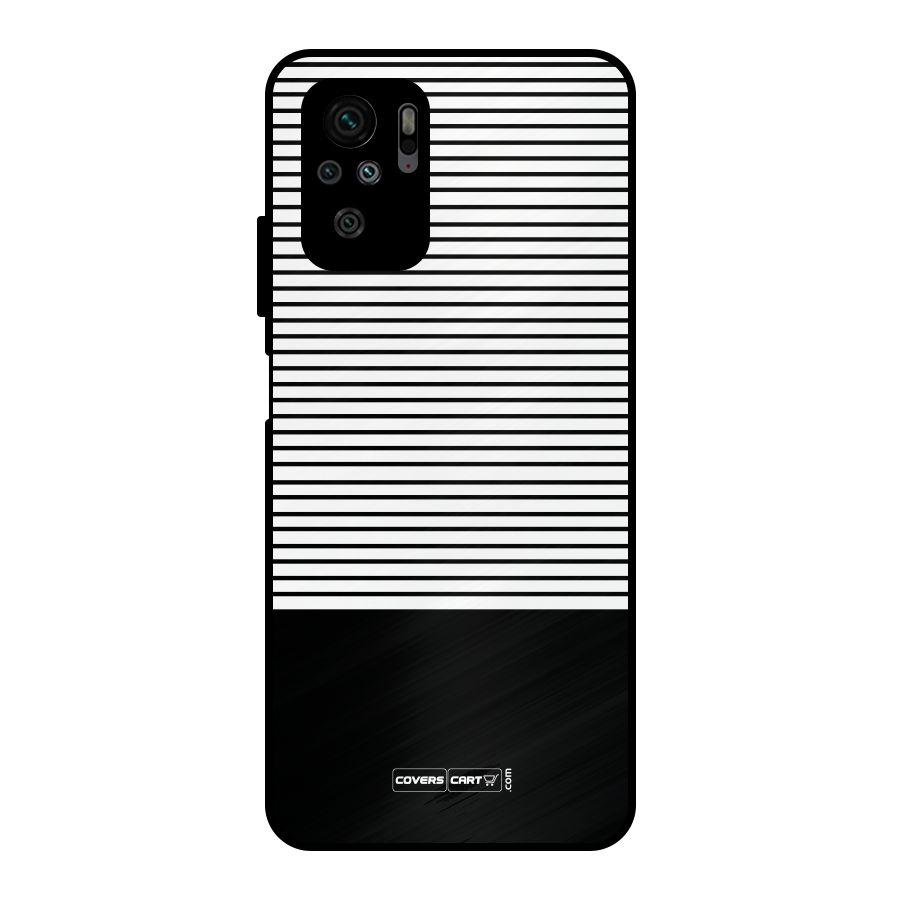 Classy Black Stripes Metal Back Case for Redmi Note 10S