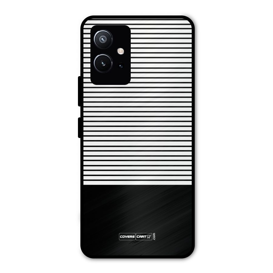 Classy Black Stripes Metal Back Case for Vivo T1 5G
