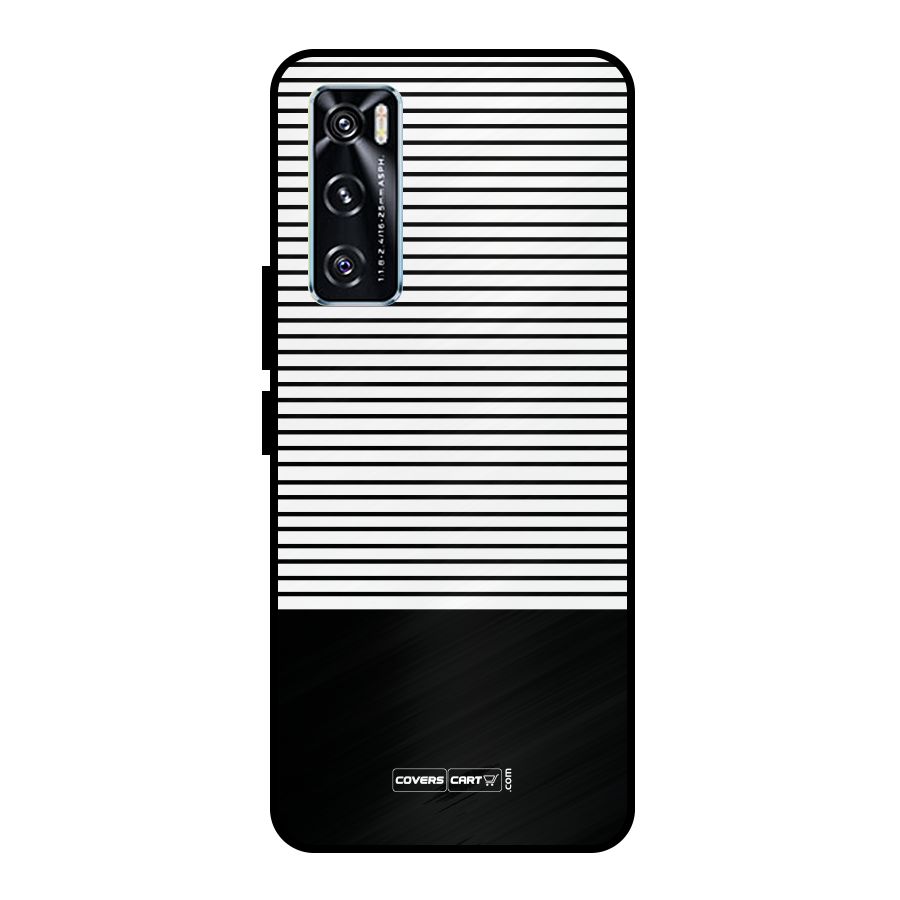 Classy Black Stripes Metal Back Case for Vivo V20 SE