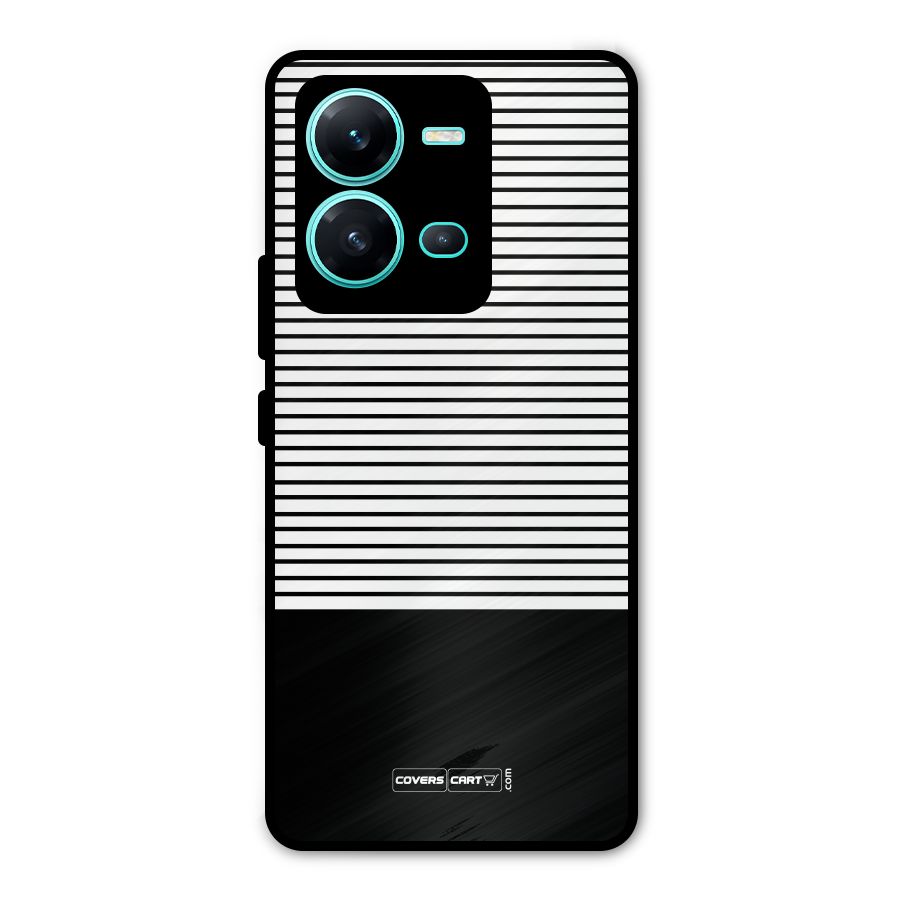 Classy Black Stripes Metal Back Case for Vivo V25