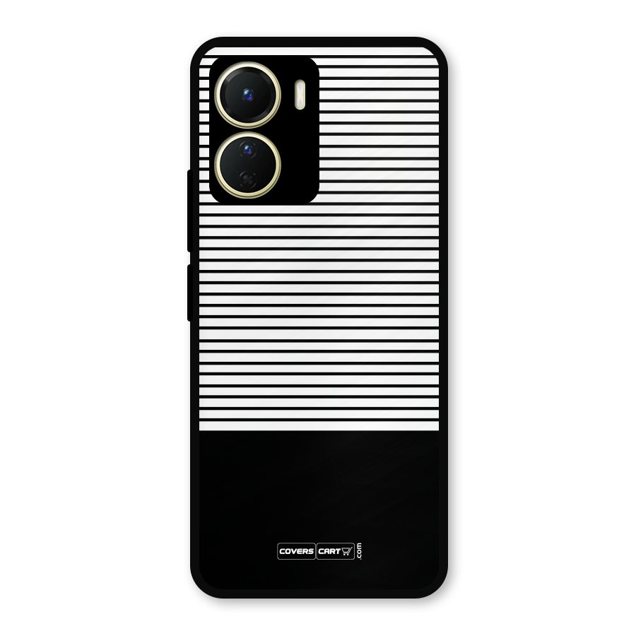 Classy Black Stripes Metal Back Case for Vivo Y16