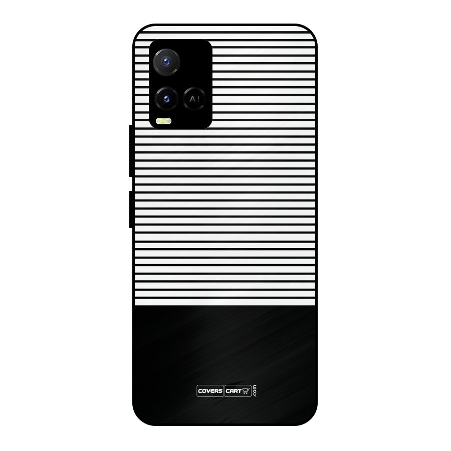 Classy Black Stripes Metal Back Case for Vivo Y21
