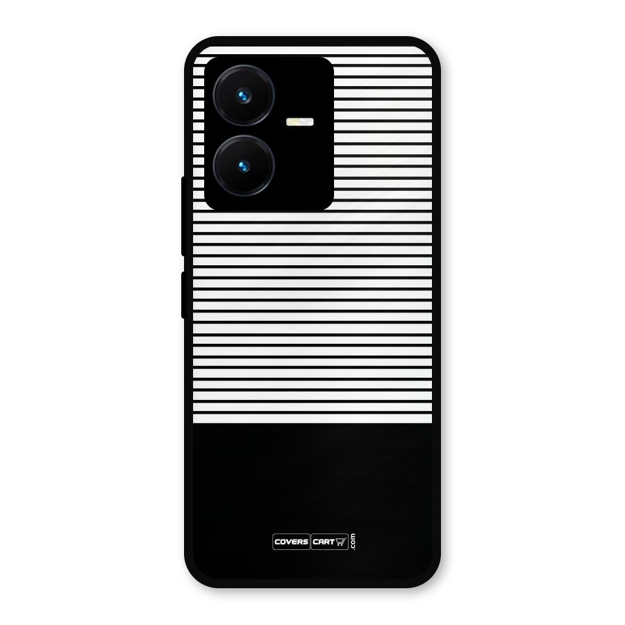 Classy Black Stripes Metal Back Case for Vivo Y22s
