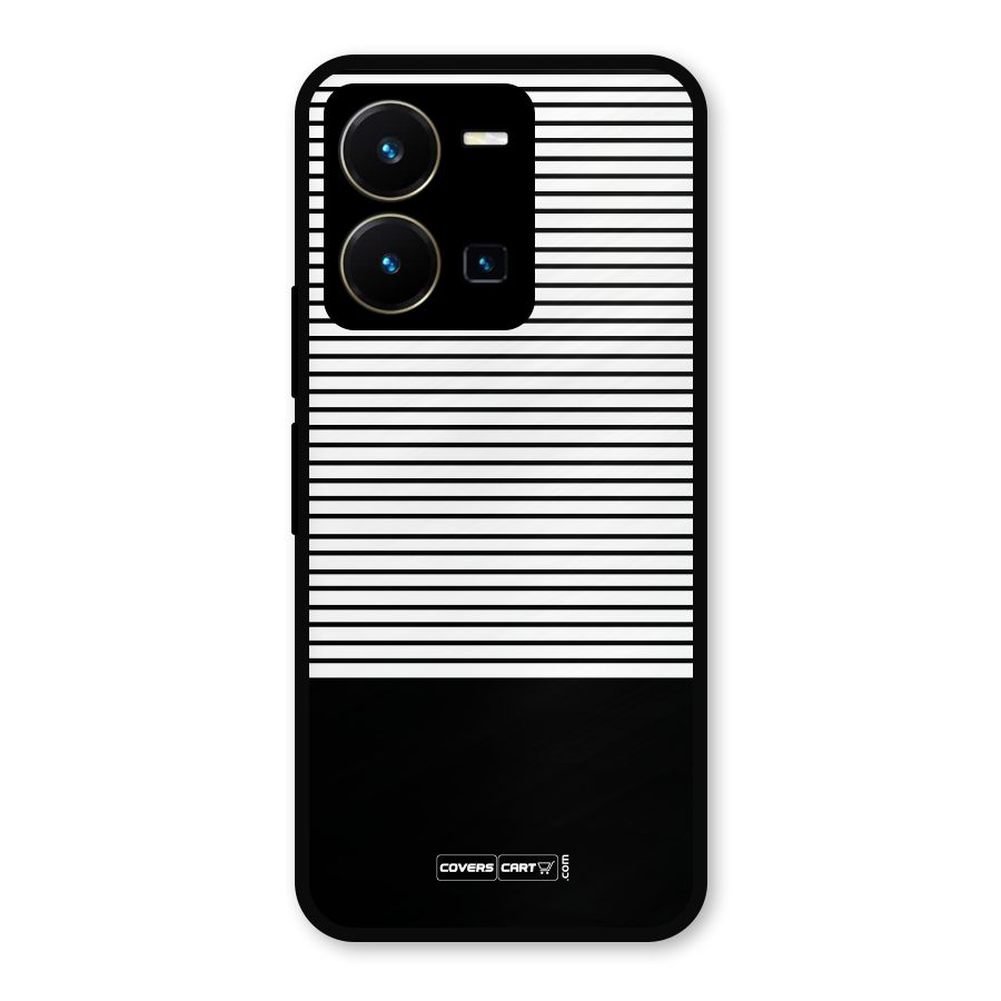 Classy Black Stripes Metal Back Case for Vivo Y35