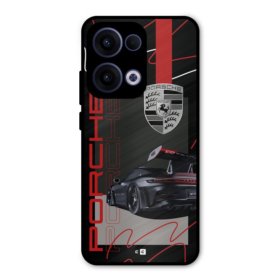 Classy Black Supercar Metal Back Case for Oppo Reno13