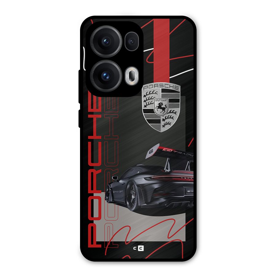 Classy Black Supercar Metal Back Case for Oppo Reno13 Pro