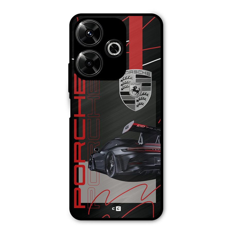 Classy Black Supercar Metal Back Case for Poco M6 Plus