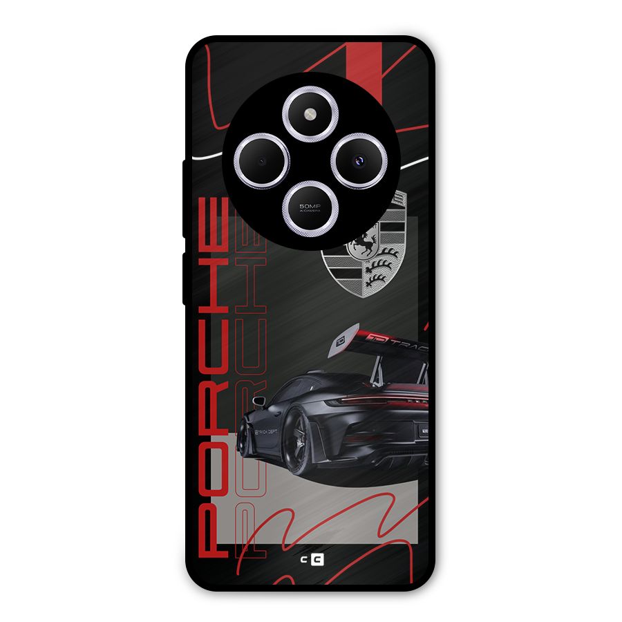 Classy Black Supercar Metal Back Case for Redmi 14C