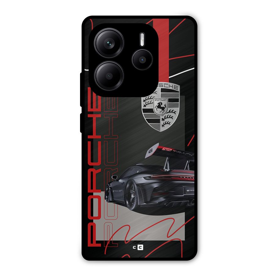 Classy Black Supercar Metal Back Case for Redmi Note 14 5G