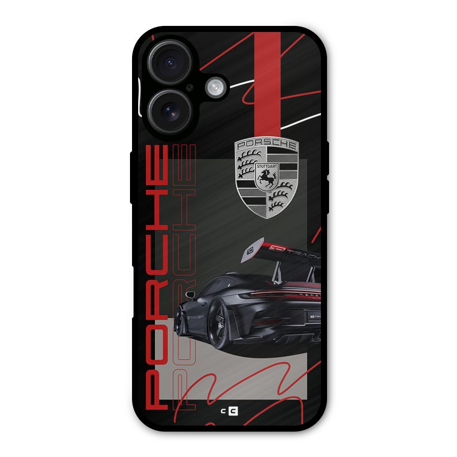 Classy Black Supercar Metal Back Case for iPhone 16