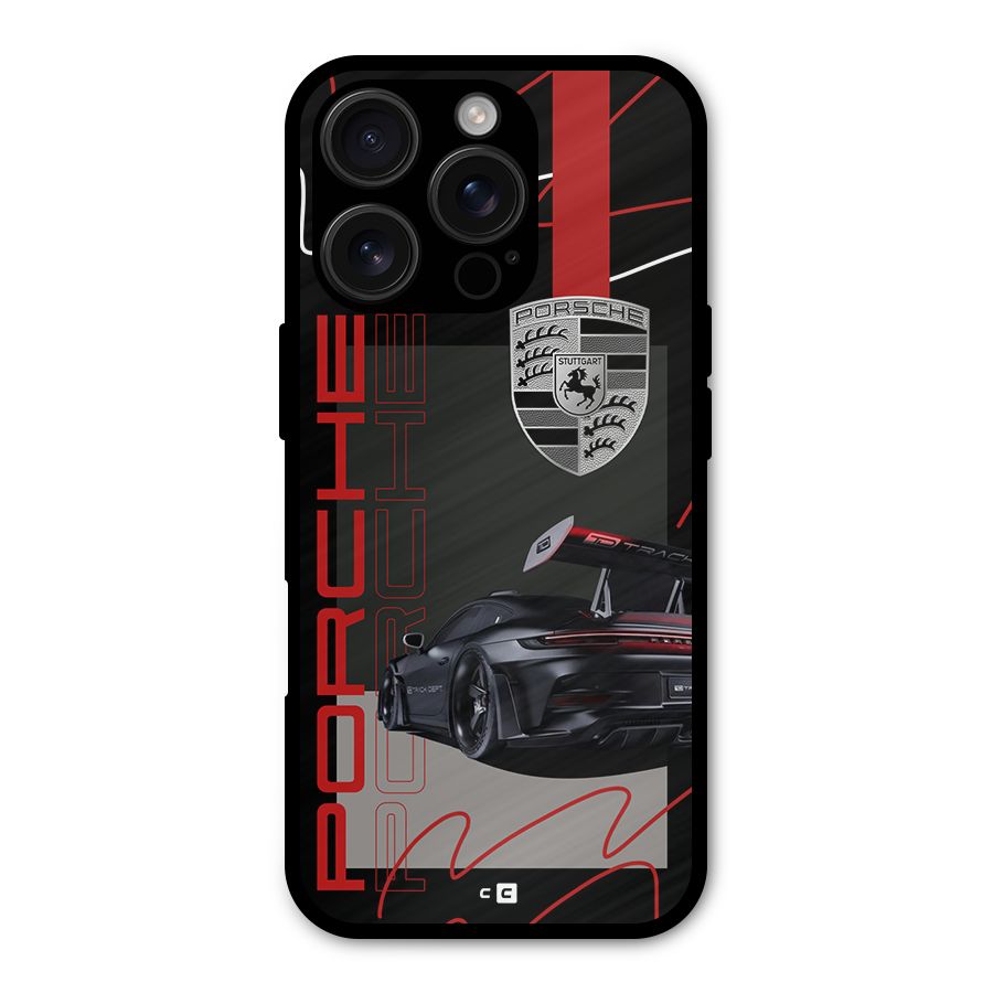 Classy Black Supercar Metal Back Case for iPhone 16 Pro