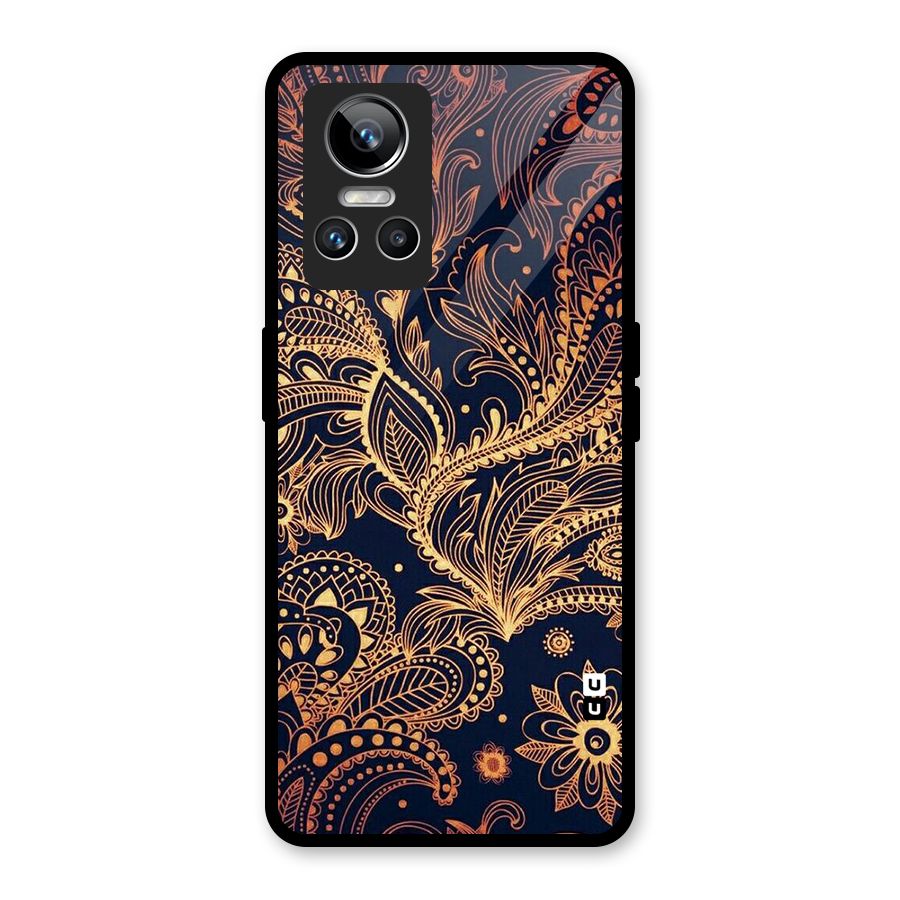 Classy Golden Leafy Design Glass Back Case for Realme GT Neo 3