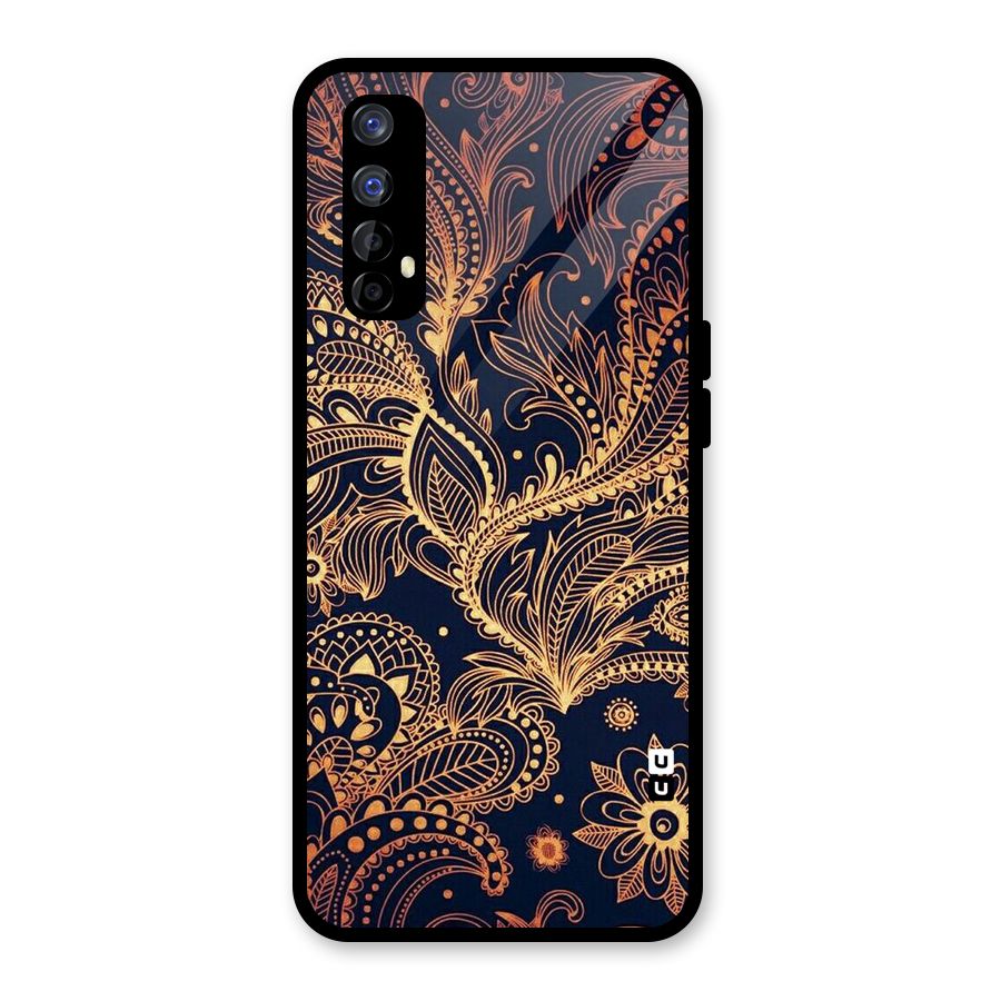Classy Golden Leafy Design Glass Back Case for Realme Narzo 20 Pro