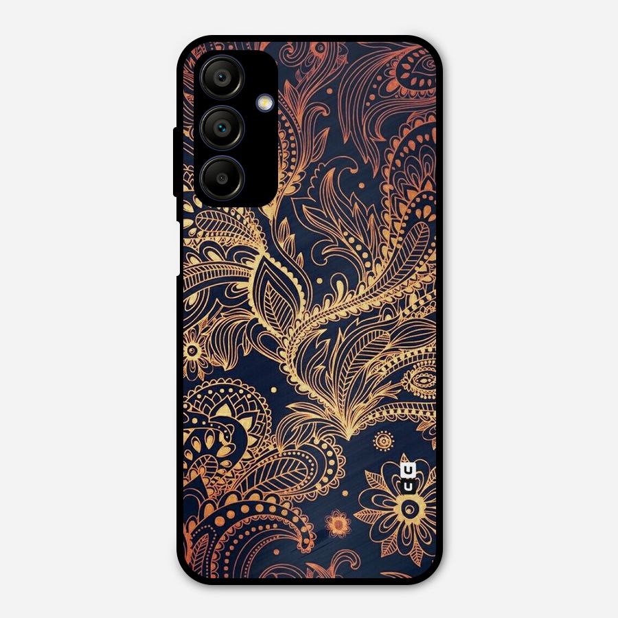 Classy Golden Leafy Design Metal Back Case for Galaxy A15 5G