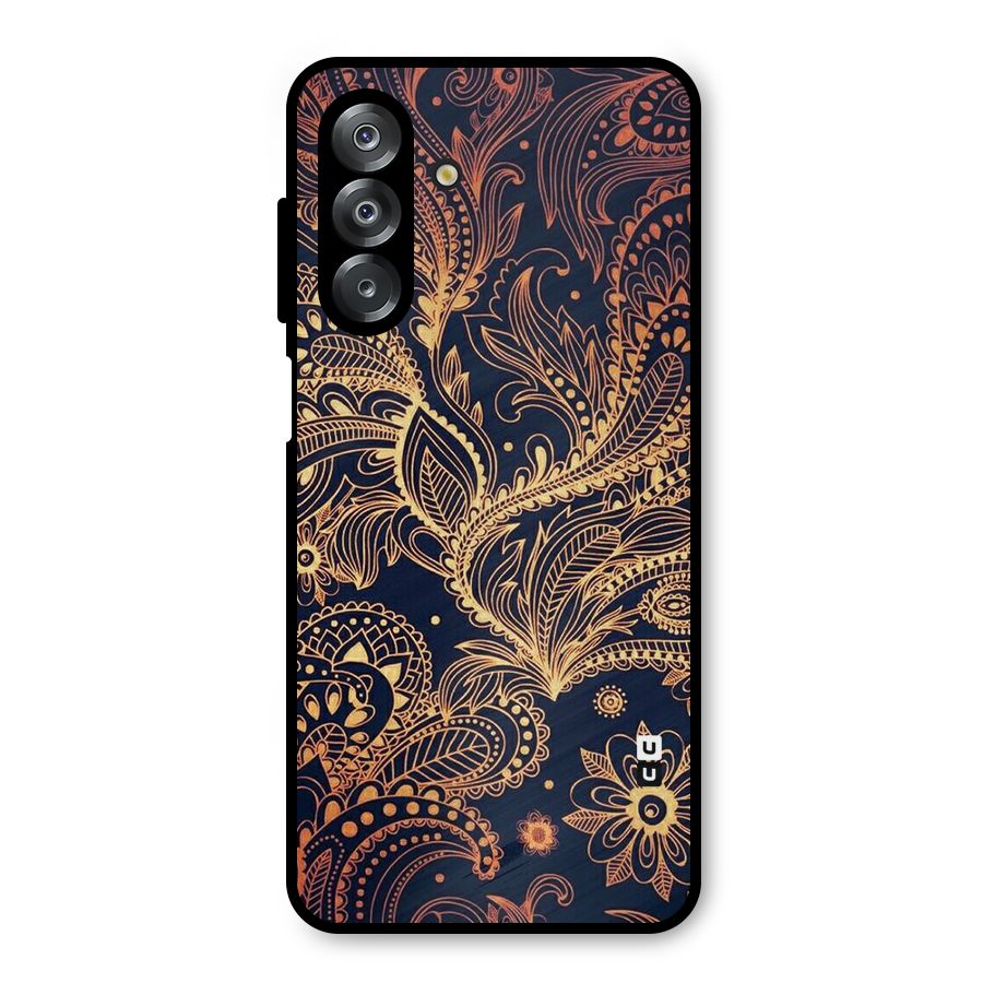 Classy Golden Leafy Design Metal Back Case for Galaxy A26