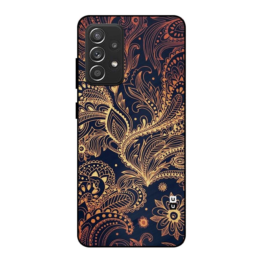 Classy Golden Leafy Design Metal Back Case for Galaxy A52s 5G