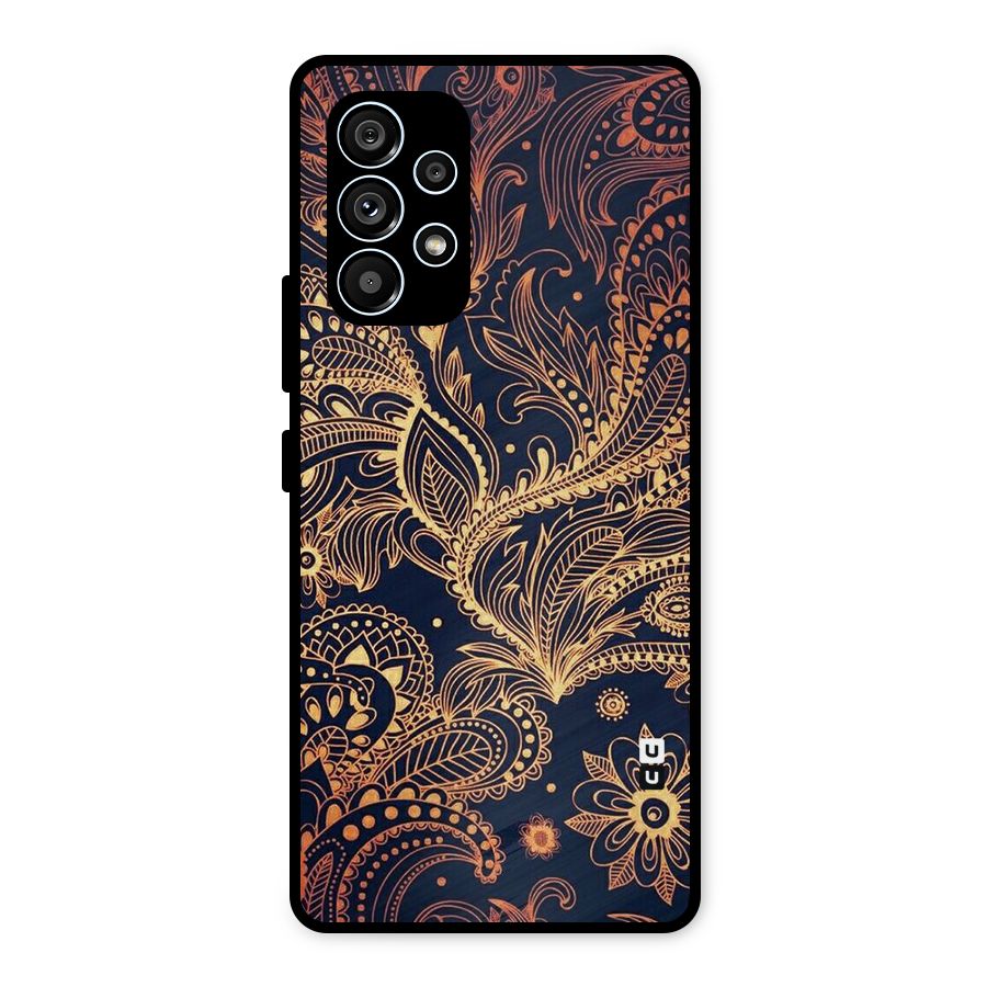 Classy Golden Leafy Design Metal Back Case for Galaxy A53 5G