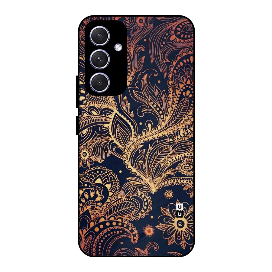Classy Golden Leafy Design Metal Back Case for Galaxy A54