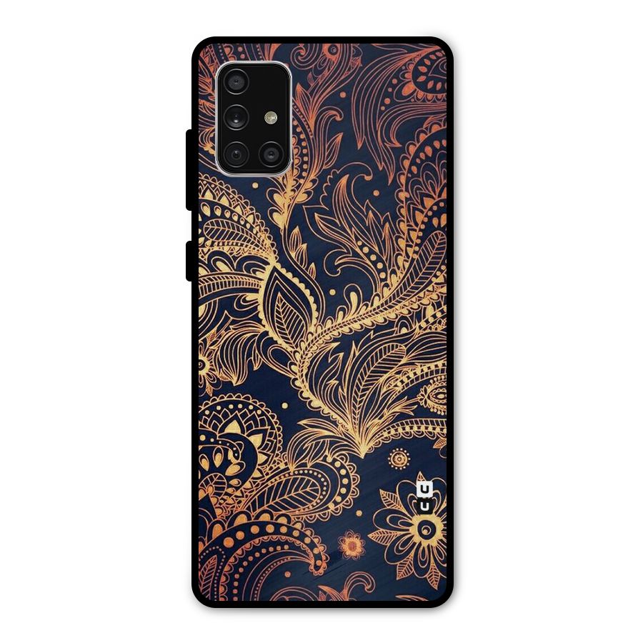 Classy Golden Leafy Design Metal Back Case for Galaxy A71