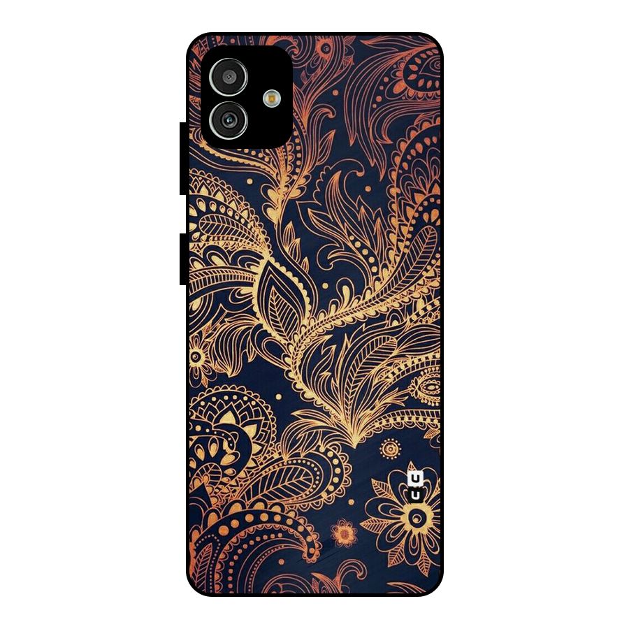 Classy Golden Leafy Design Metal Back Case for Galaxy M13 5G