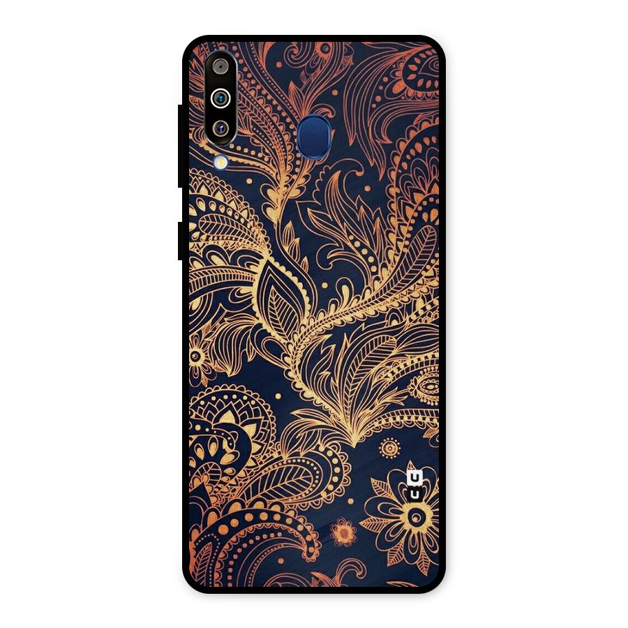 Classy Golden Leafy Design Metal Back Case for Galaxy M30