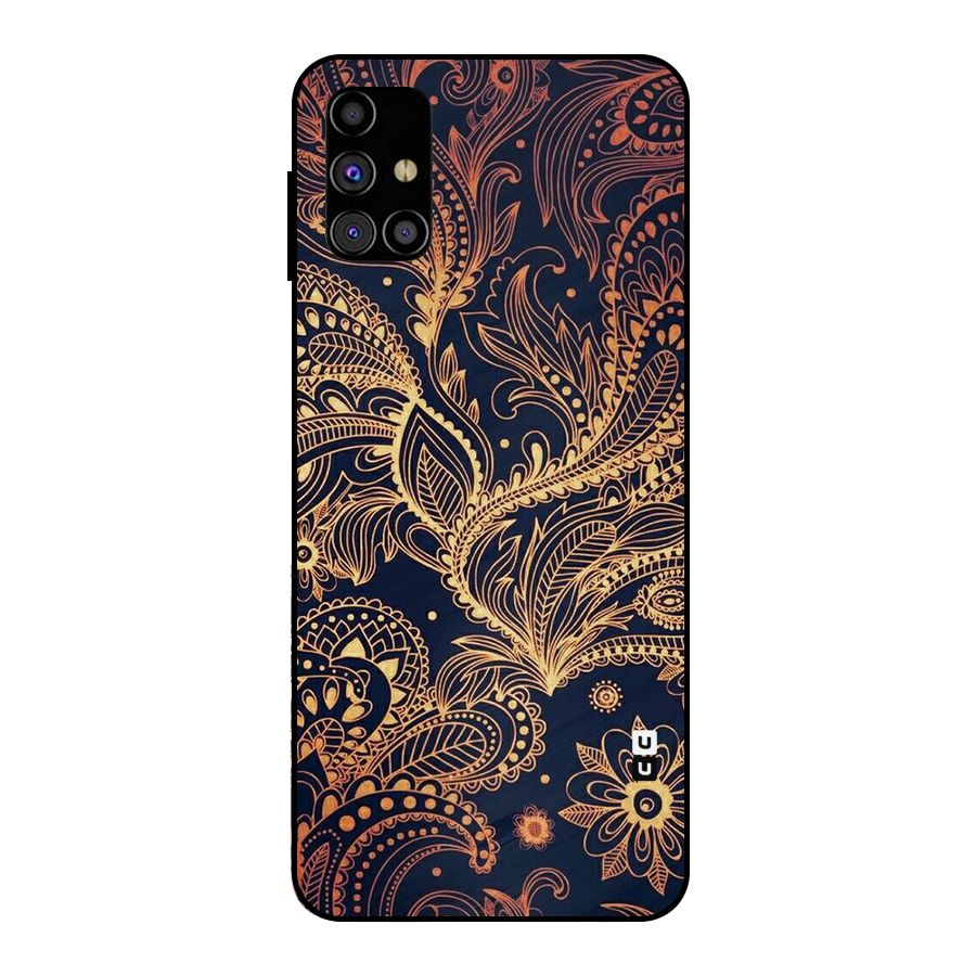 Classy Golden Leafy Design Metal Back Case for Galaxy M31s